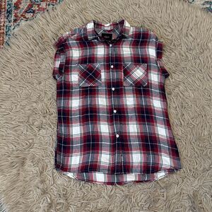 Rails Britt plaid flannel cap sleeve shirt XS